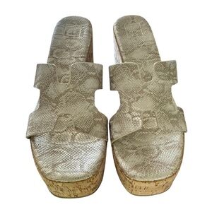 KALINDA Snake Skin Print Wedge Sandal Size 7.5